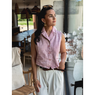 Gilet en jeans Haina - Rose