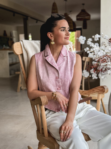 Gilet en jeans Haina - Rose