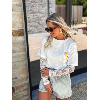 Blouse en dentelle Aélia - Blanc