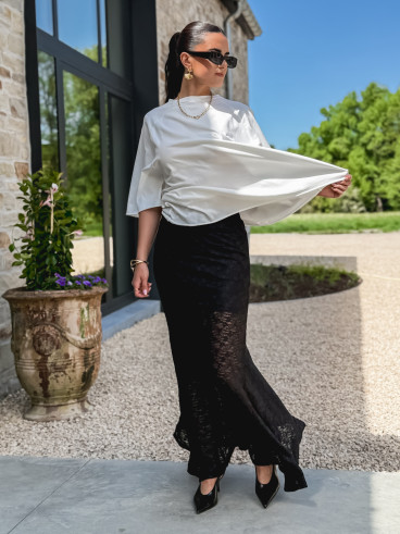 Jupe longue en dentelle Everlee - Noir