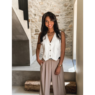 Gilet en jeans sans manches Zaïna - Blanc
