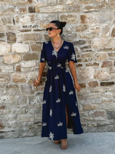 Robe longue Nilda - Bleu marine