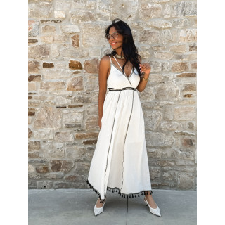 Robe longue Zoélia - Blanc/Noir