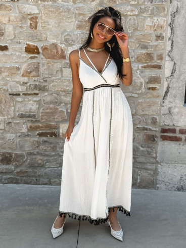 Robe longue Zoélia - Blanc/Noir