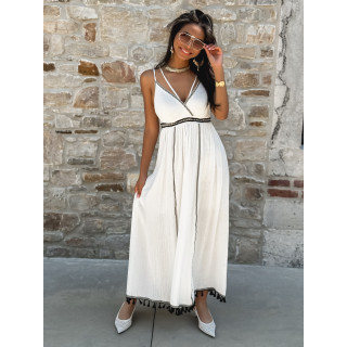 Robe longue Zoélia - Blanc/Noir