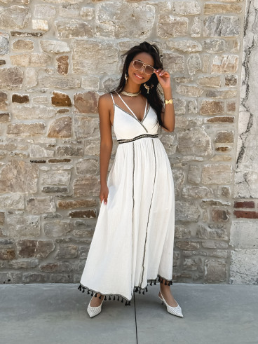 Robe longue Zoélia - Blanc/Noir