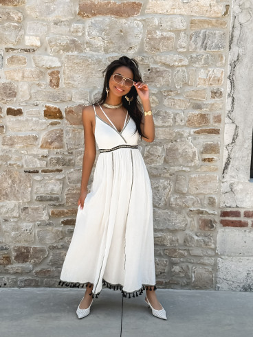 Robe longue Zoélia - Blanc/Noir