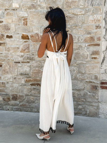 Robe longue Zoélia - Blanc/Noir