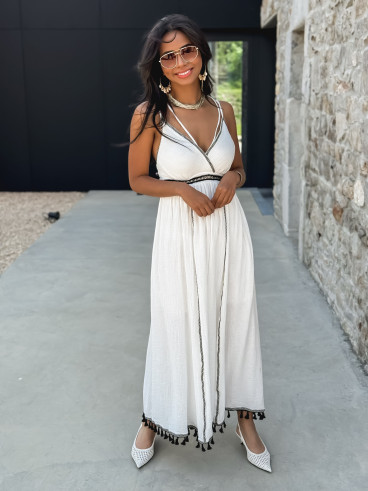 Robe longue Zoélia - Blanc/Noir