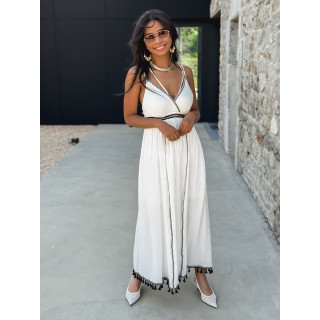 Robe longue Zoélia - Blanc/Noir