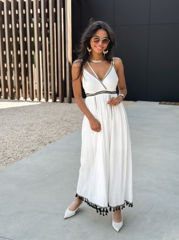 Robe longue Zoélia - Blanc/Noir