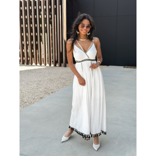 Robe longue Zoélia - Blanc/Noir