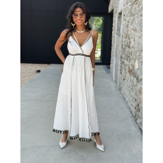 Robe longue Zoélia - Blanc/Noir