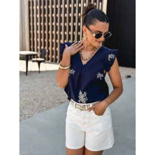 Blouse à motifs Nilda - Bleu marine