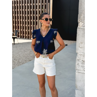 Blouse à motifs Nilda - Bleu marine
