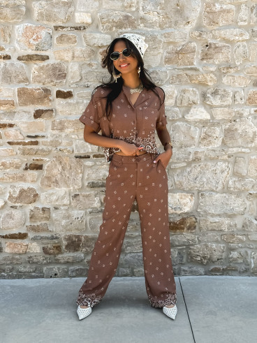 Chemise à motifs Moya - Chocolat