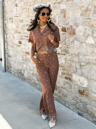 Chemise à motifs Moya - Chocolat