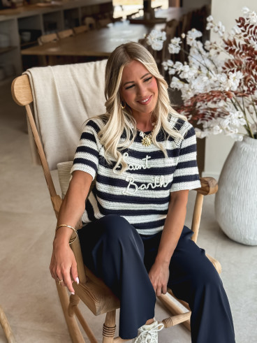 Pull ligné Tessa - Bleu marine/Blanc