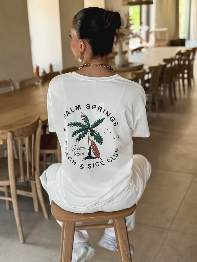 T-shirt Palm springs - Blanc