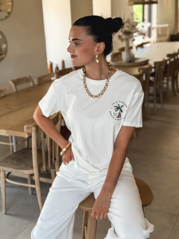 T-shirt Palm springs - Blanc