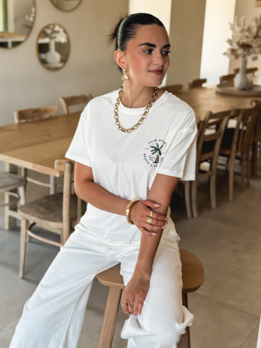 T-shirt Palm springs - Blanc