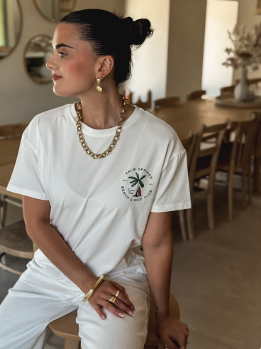 T-shirt Palm springs - Blanc