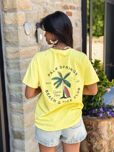 T-shirt Palm springs - Jaune