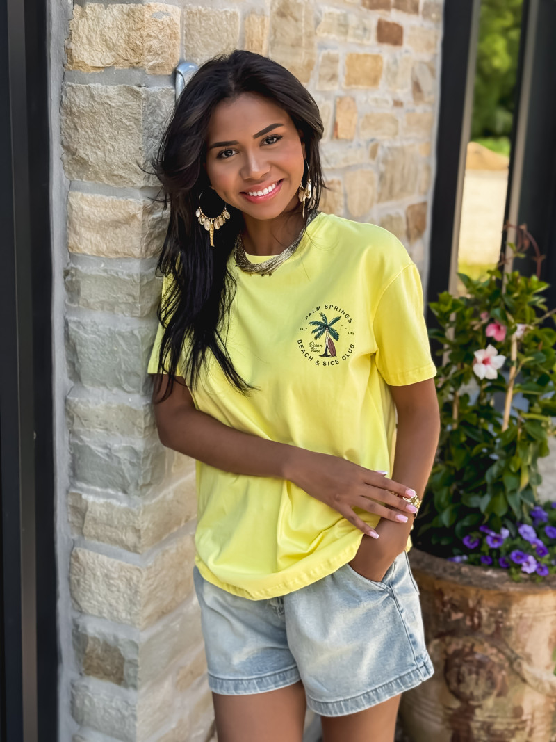 T-shirt Palm springs - Jaune