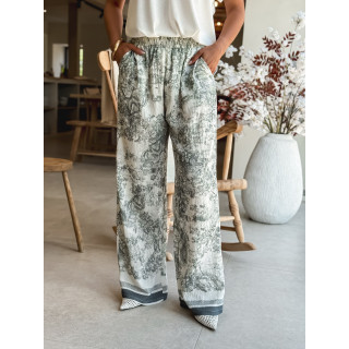 Pantalon Glenda - Ecru/Vert