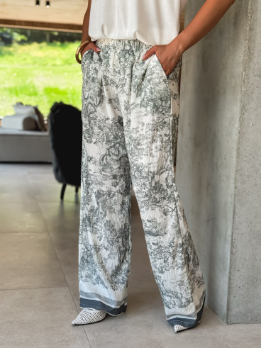 Pantalon Glenda - Ecru/Vert