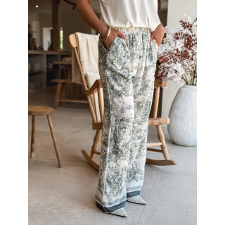 Pantalon Glenda - Ecru/Vert