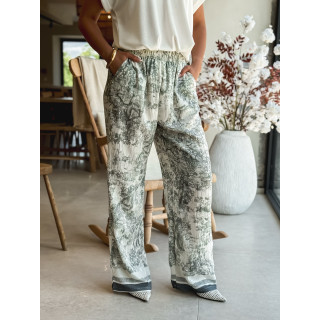 Pantalon Glenda - Ecru/Vert