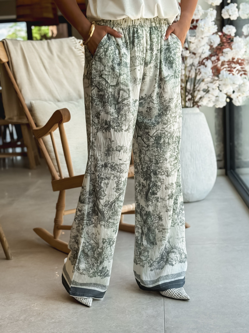 Pantalon Glenda - Ecru/Vert