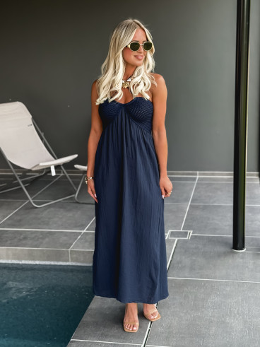 Robe longue Terry - Bleu marine
