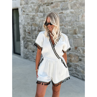Combinaison short Zoélia - Blanc/Noir