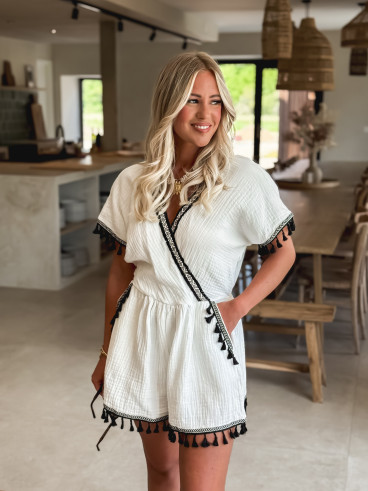 Combinaison short Zoélia - Blanc/Noir