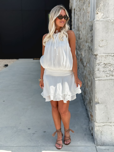 Robe courte Abélia - Blanc