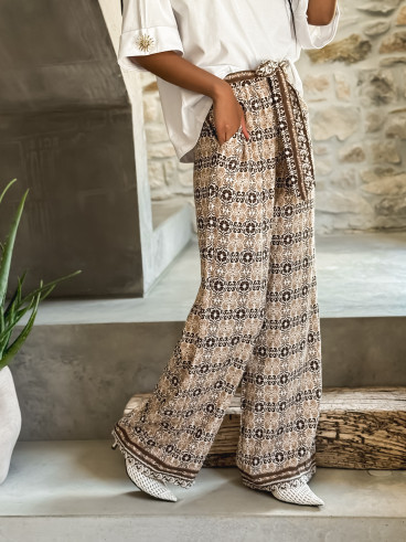Pantalon à motifs Souad - Chocolat