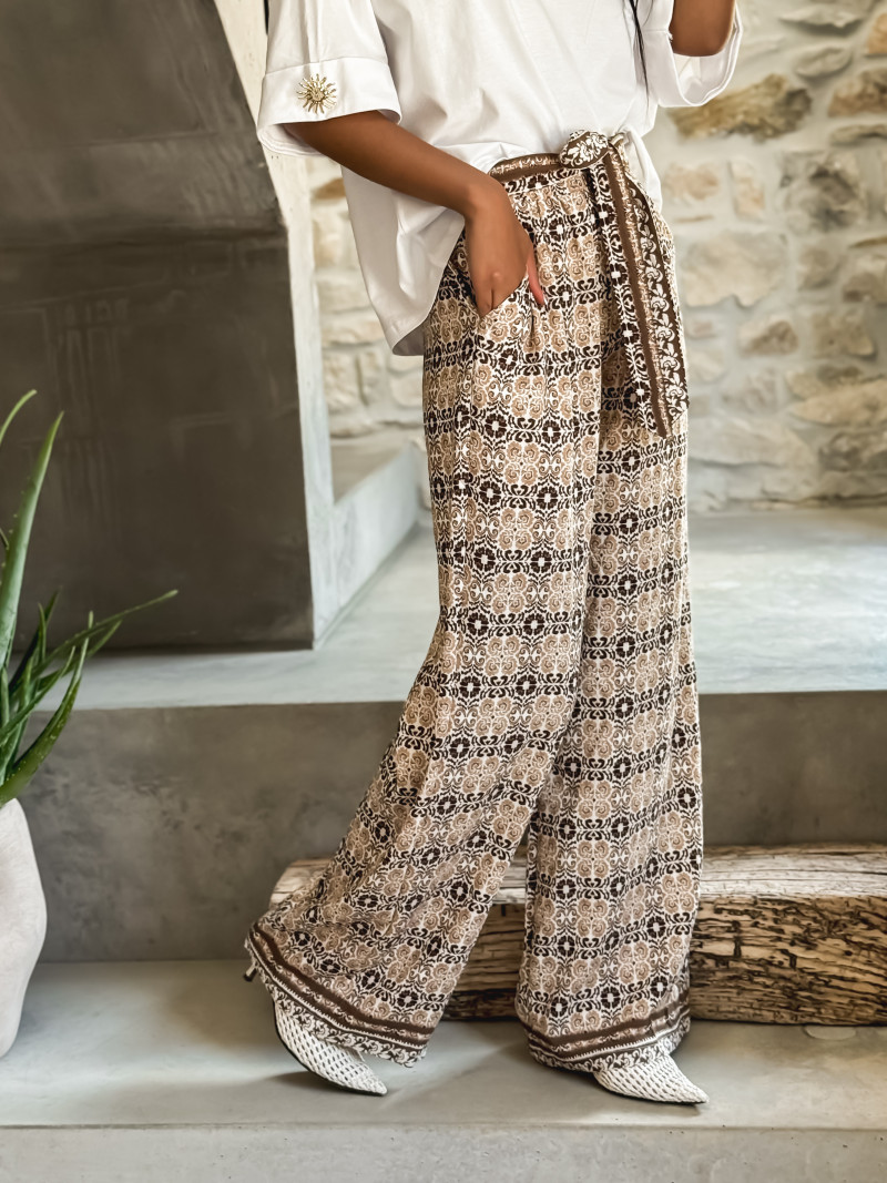 Pantalon à motifs Souad - Chocolat