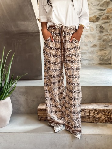 Pantalon à motifs Souad - Chocolat