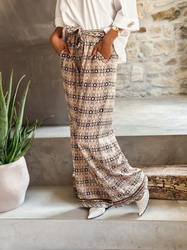 Pantalon à motifs Souad - Chocolat