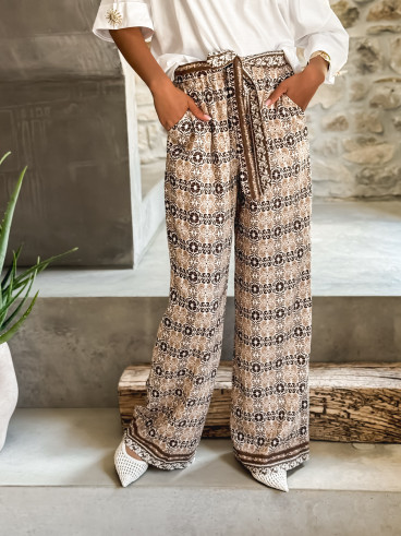 Pantalon à motifs Souad - Chocolat