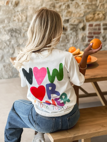 T-shirt 'Now or Never' - Blanc