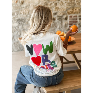 T-shirt 'Now or Never' - Blanc