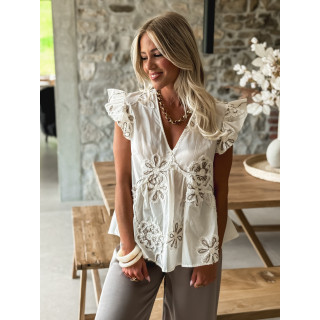 Blouse à fleurs Elyse - Ecru/Beige