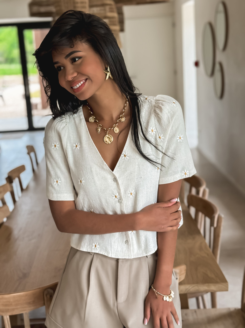 Blouse à fleurs Béa - Beige