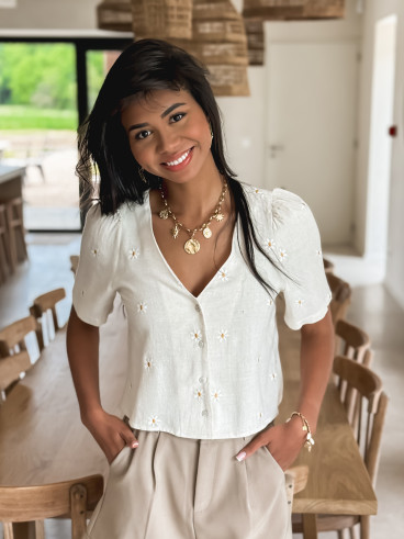 Blouse à fleurs Béa - Beige