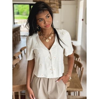 Blouse à fleurs Béa - Beige