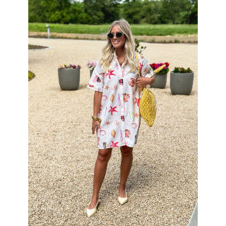 Robe courte à motifs Idrissa - Rose poudrée