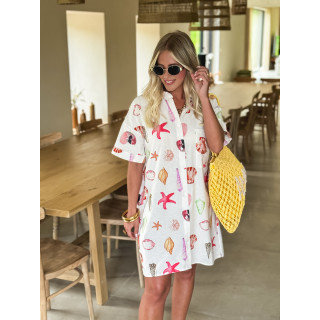 Robe courte à motifs Idrissa - Rose poudrée
